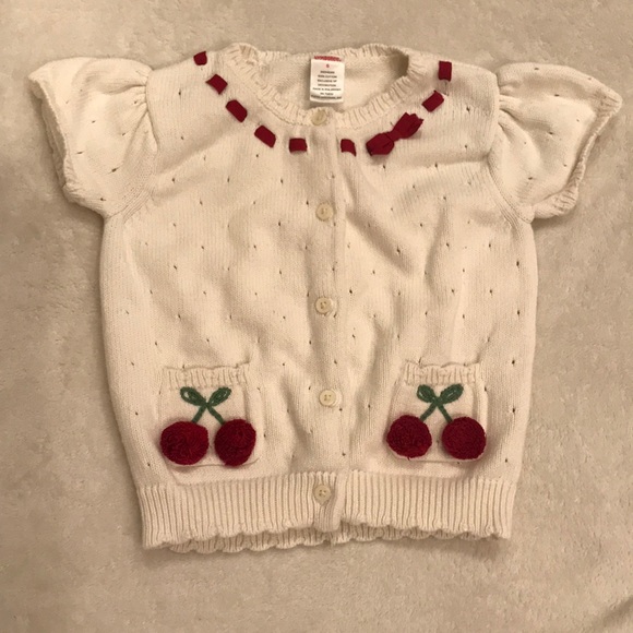 Other - Gymboree Girls short-sleeve sweater with cherry poms